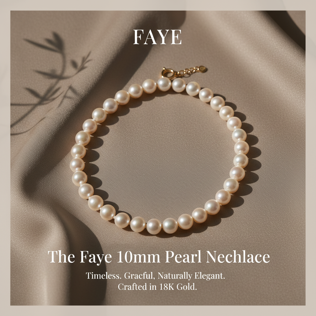 price：$299 The Faye 10mm Freshwater Pearl Necklace ；